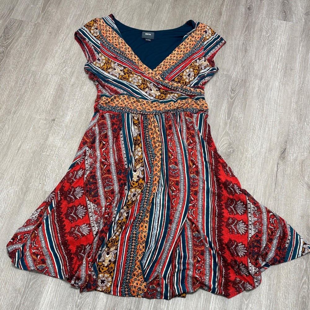 Maeve Anthropologie Multicolor short sleeve summer Bohemian Dress size xl